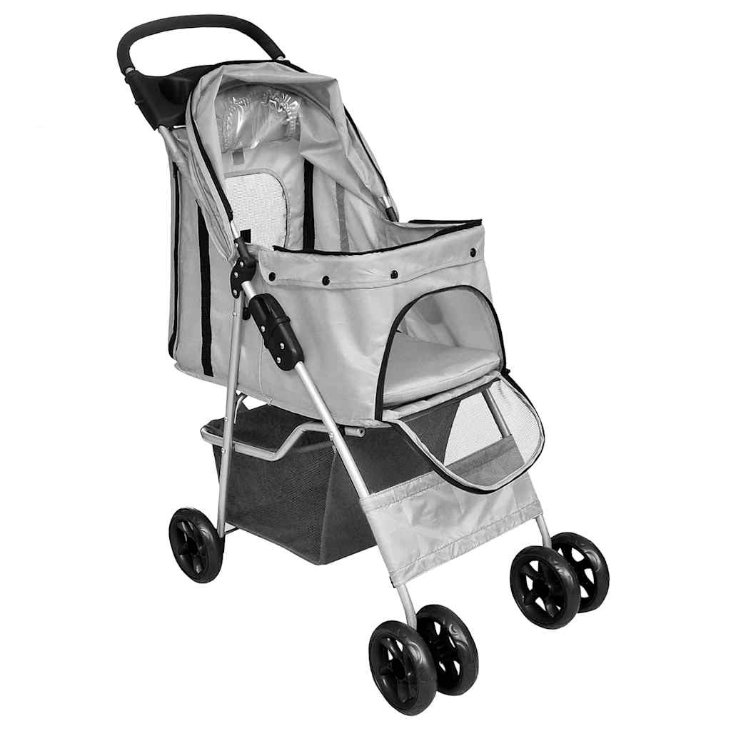Haustier-Buggy Hund/Katze Klappbarer Reisewagen Grau