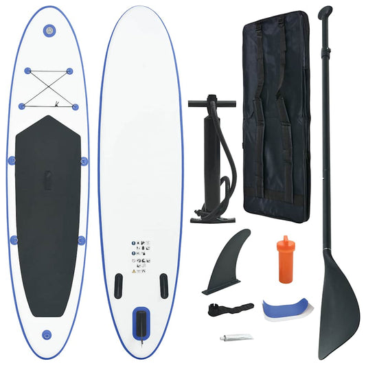 Stand Up Paddle Surfboard SUP Aufblasbar Blau und Weiß