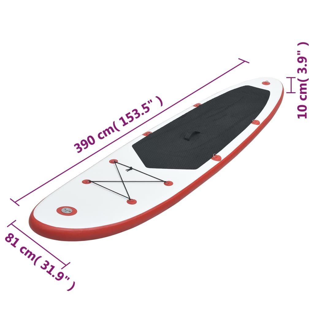 Stand Up Paddle Surfboard SUP Gonflable Rouge et Blanc