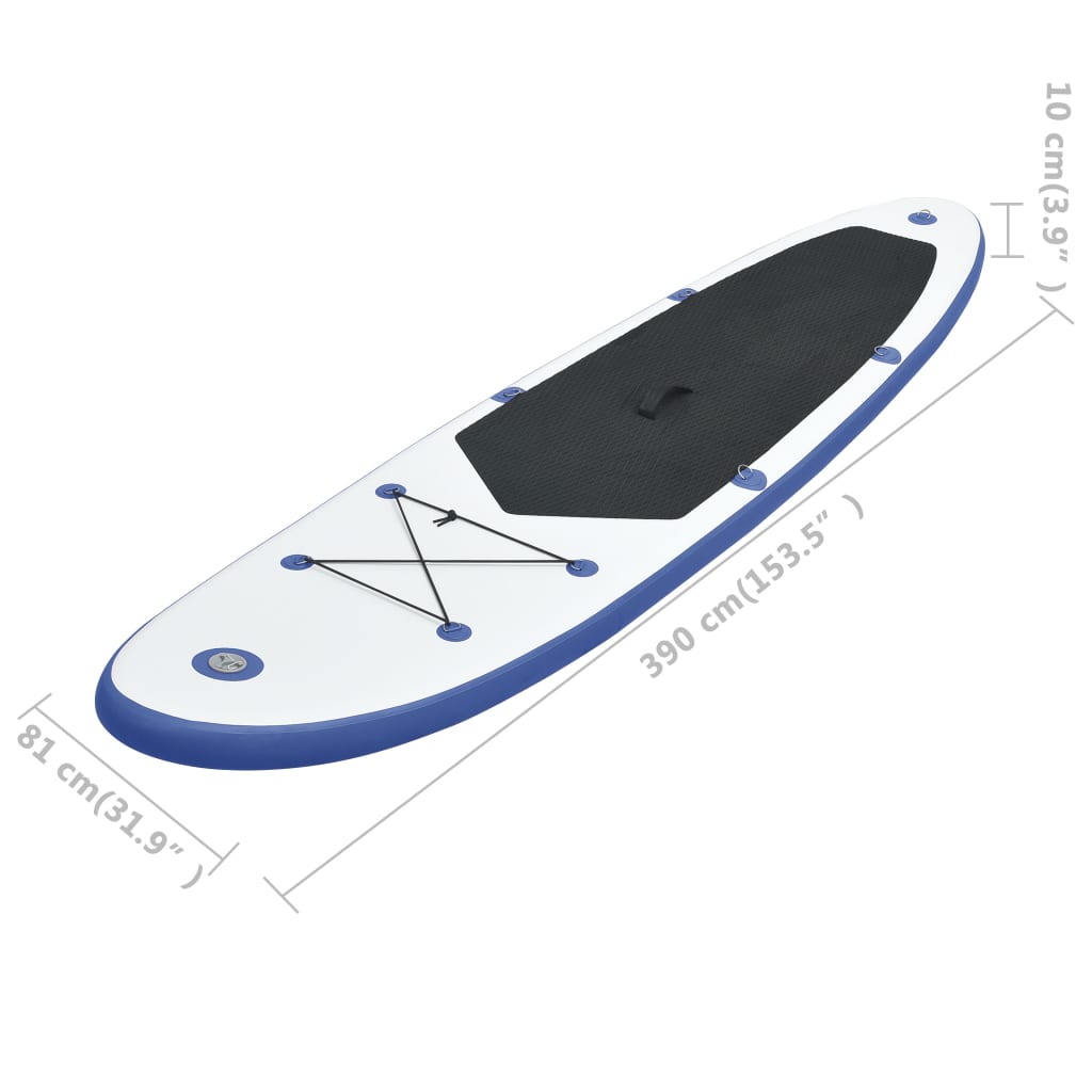 Stand Up Paddle Surfboard SUP Gonflable Bleu et Blanc