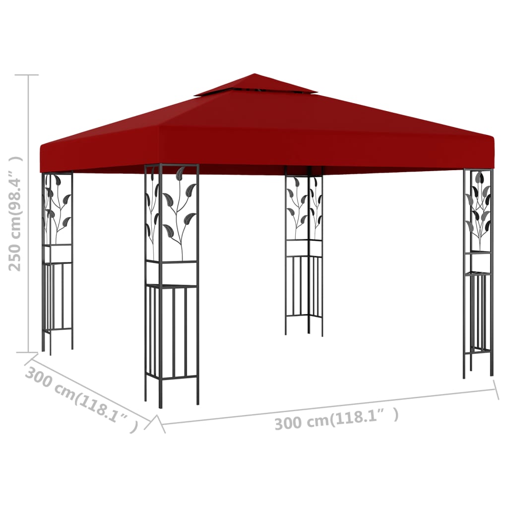 Tonnelle 3x3 m rouge vin