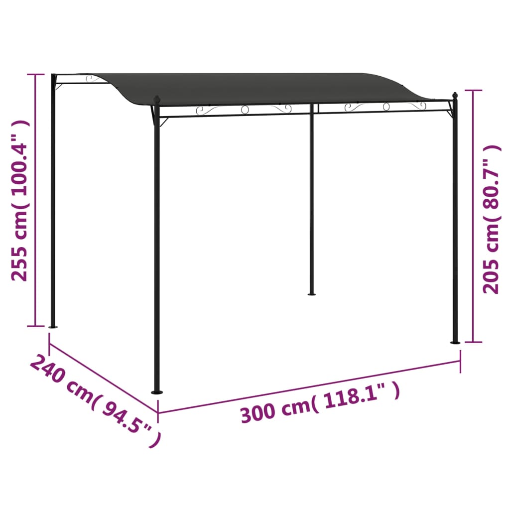 Tonnelle 3x2,4 m anthracite