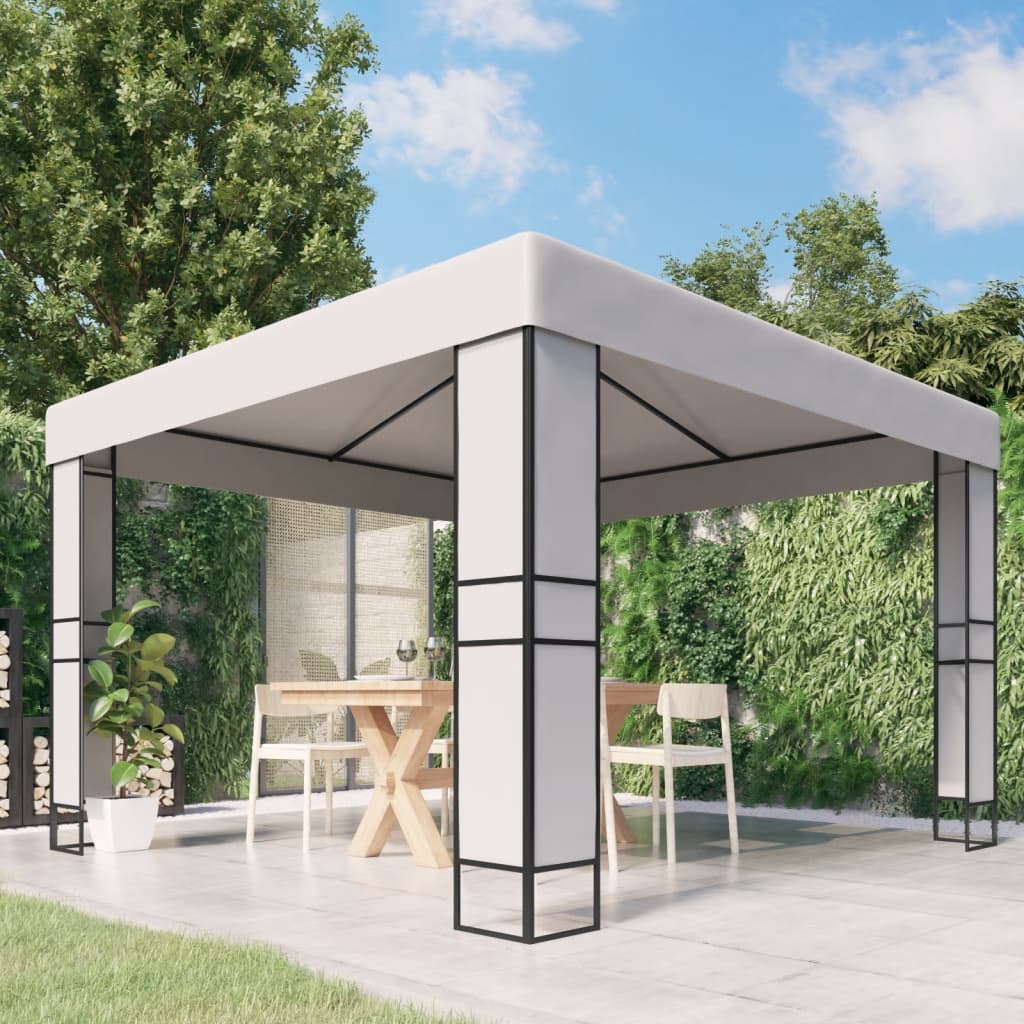 Pavillon à double toit 3 x 3 m blanc