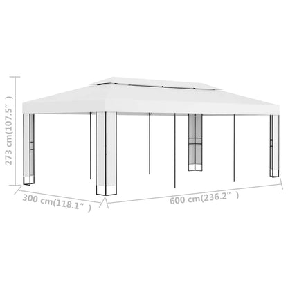 Pavillon mit Doppeldach 3 x 6 m Weiß