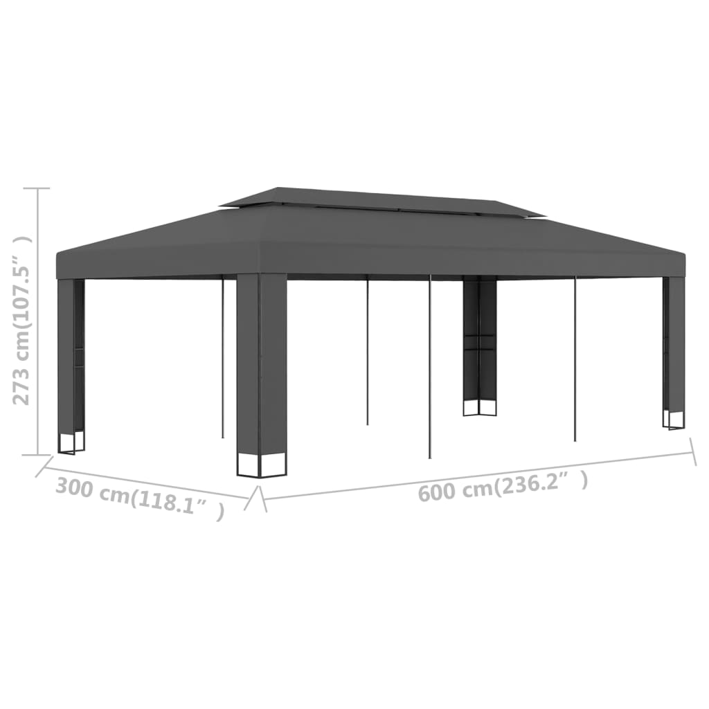 Pavillon mit Doppeldach 3 x 6 m Anthrazit