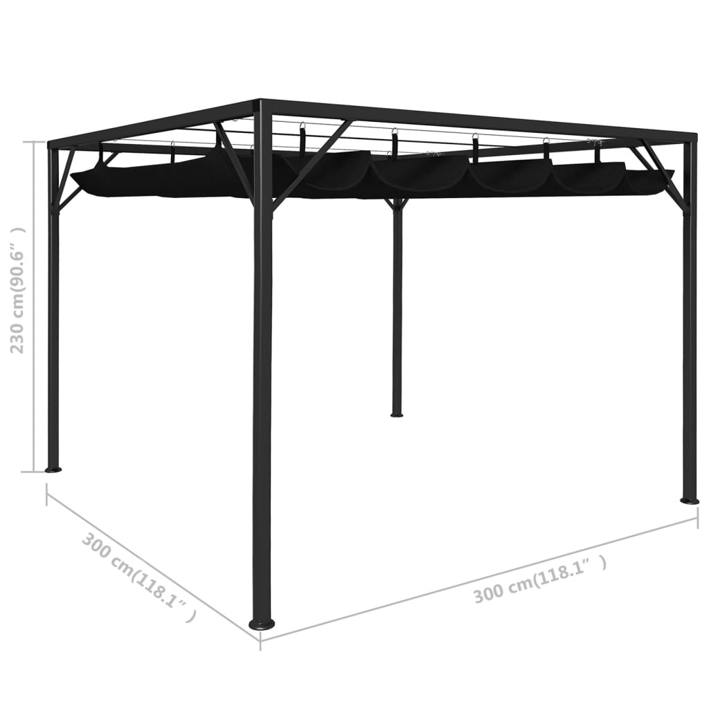 Pavillon de jardin avec toit extensible 3x3 m anthracite