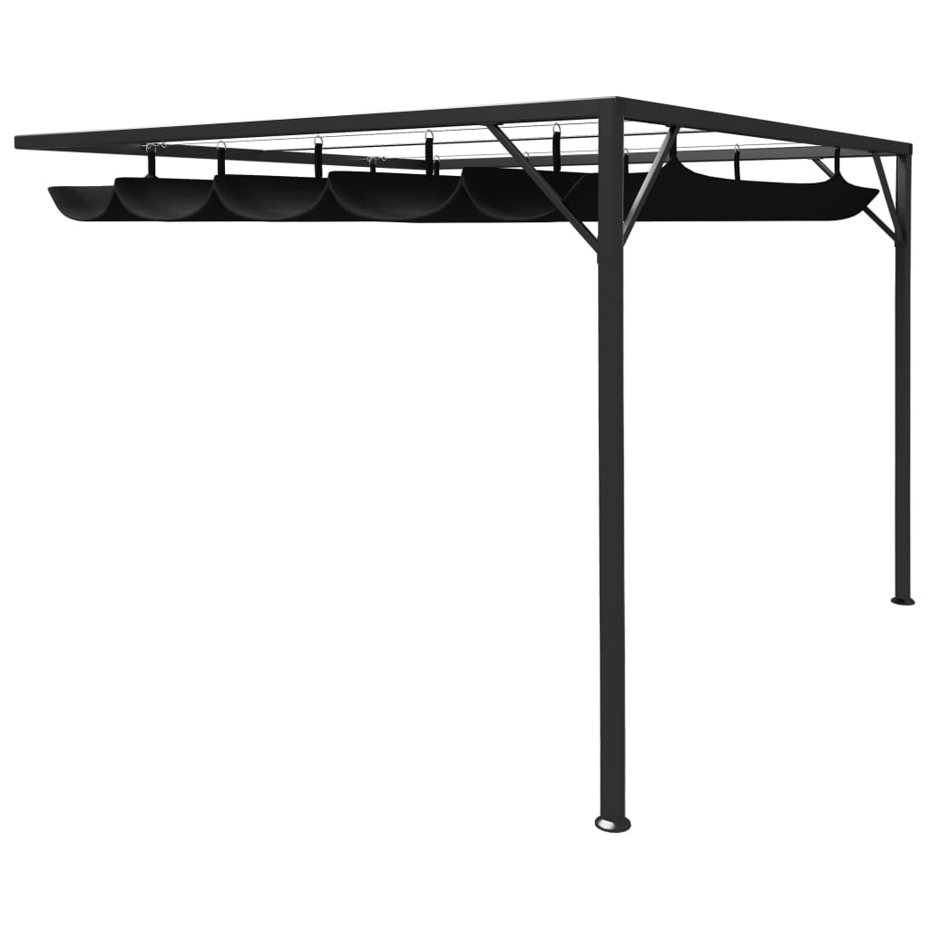 Wand-Pavillon mit Schiebedach 3x3 m Anthrazit