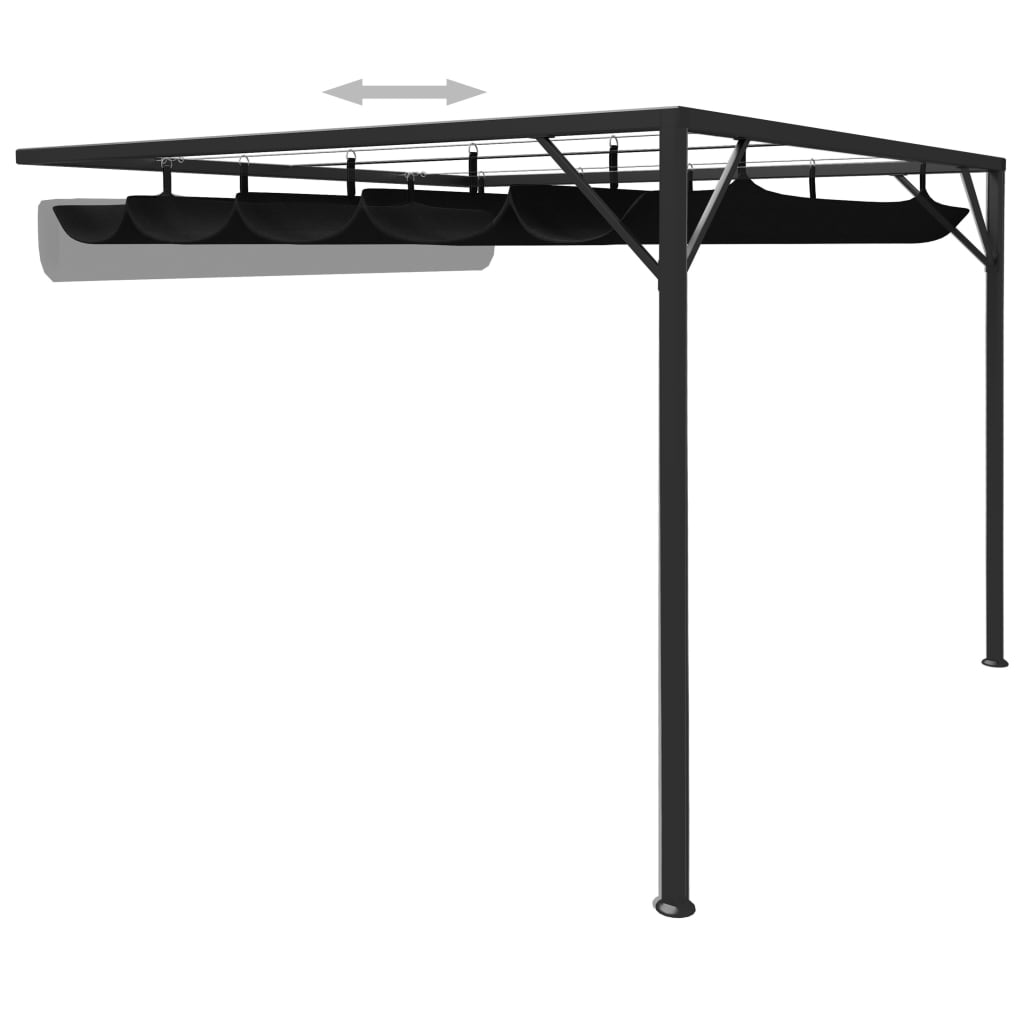Wand-Pavillon mit Schiebedach 3x3 m Anthrazit