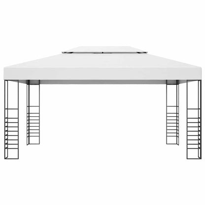 Gartenpavillon Pulverbeschichteter Stahl 4x3x2,7 m Weiß