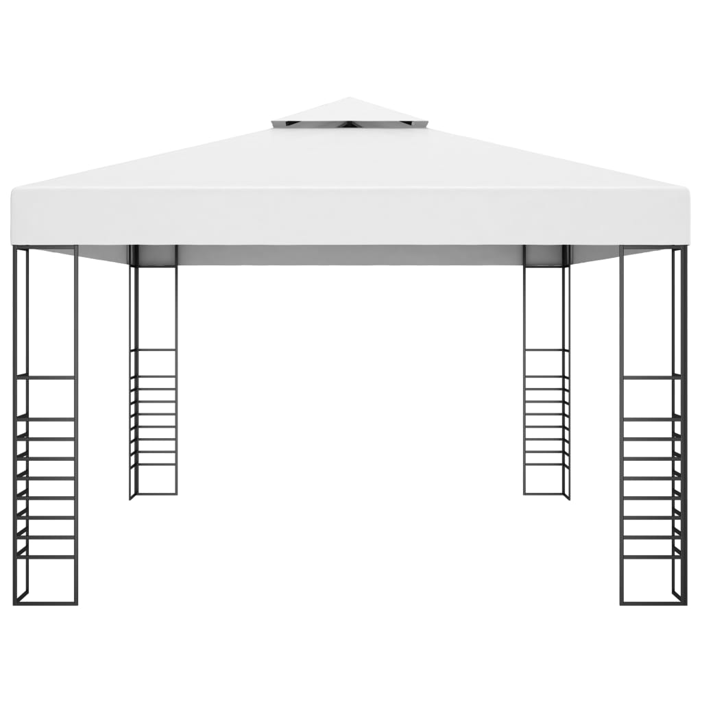 Gartenpavillon Pulverbeschichteter Stahl 4x3x2,7 m Weiß