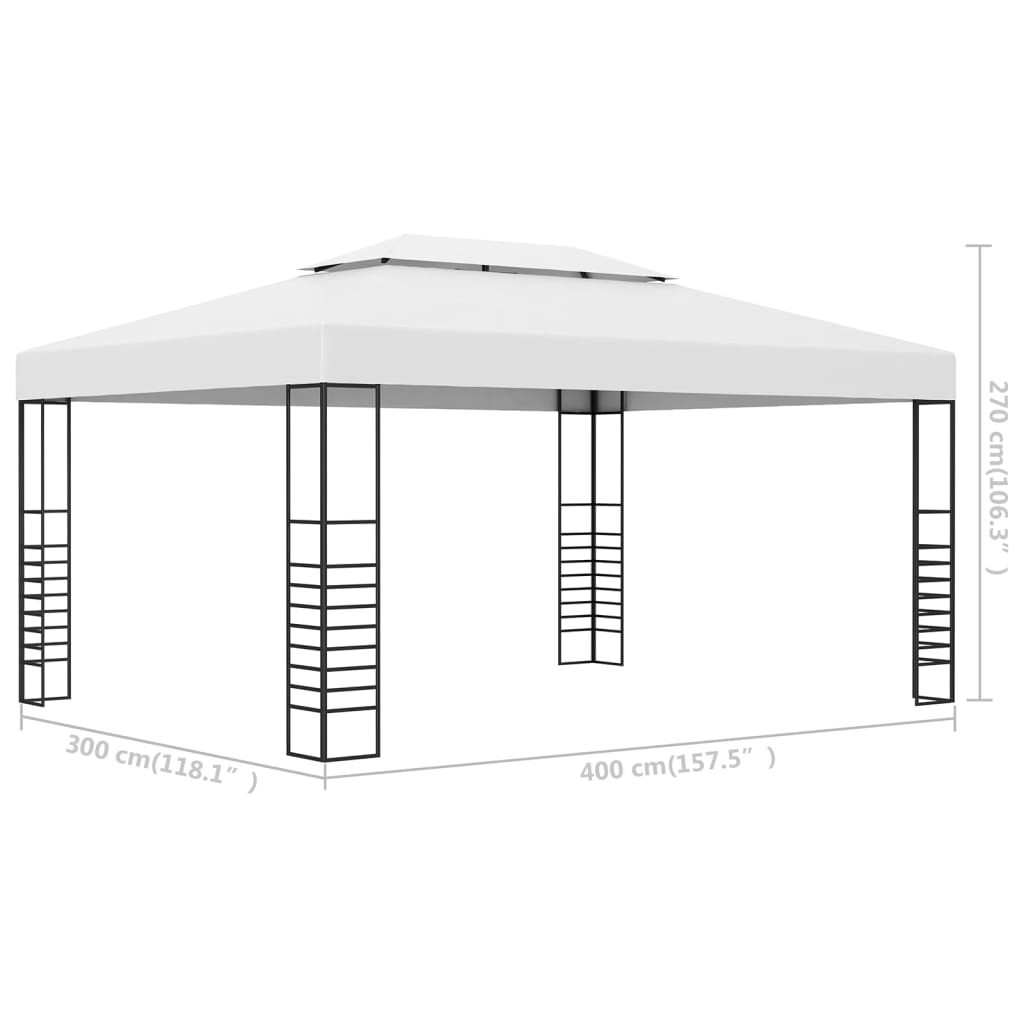 Pavillon de jardin en acier thermolaqué 4x3x2,7 m blanc