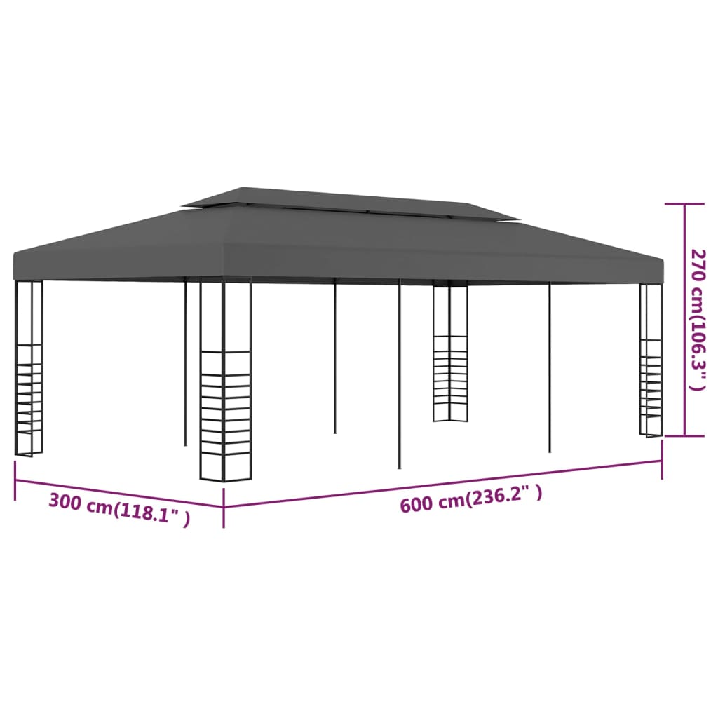 Pavillon de jardin 3x6 m anthracite