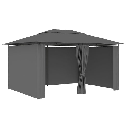 Gartenpavillon mit Vorhängen 4 x 3 m Anthrazit