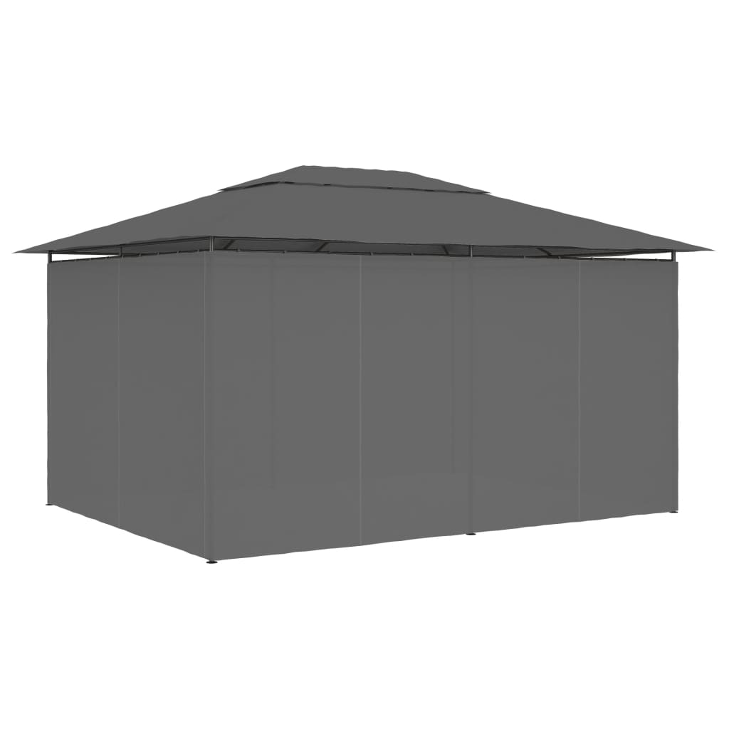 Pavillon de jardin avec rideaux 4 x 3 m anthracite