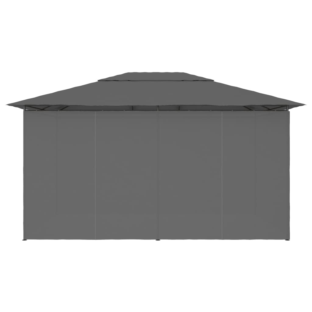 Pavillon de jardin avec rideaux 4 x 3 m anthracite