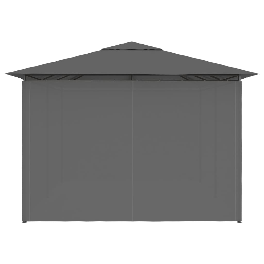 Pavillon de jardin avec rideaux 4 x 3 m anthracite