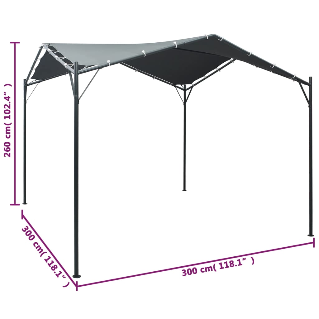 Auvent de tente de fête Pavilion 3x3 m acier anthracite