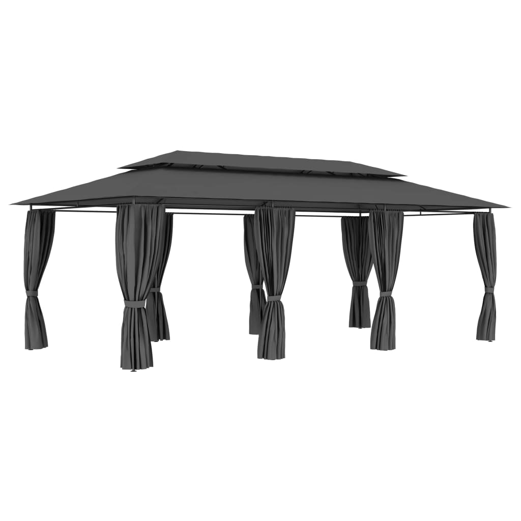 Tonnelle avec rideaux 600x298x270 cm anthracite