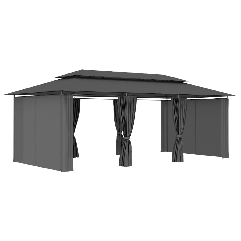 Tonnelle avec rideaux 600x298x270 cm anthracite