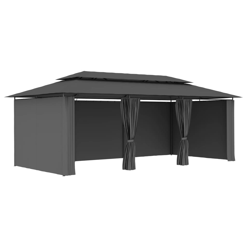 Tonnelle avec rideaux 600x298x270 cm anthracite