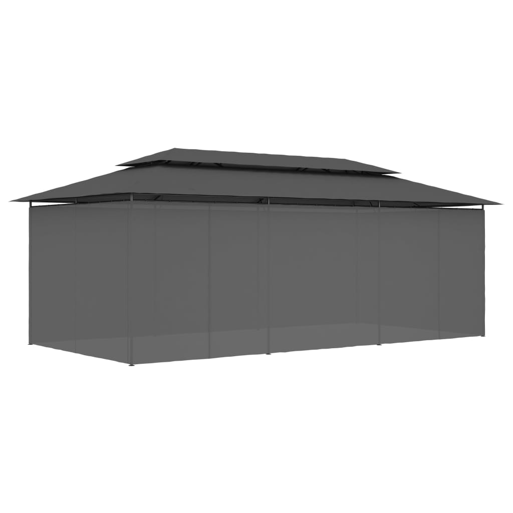 Tonnelle avec rideaux 600x298x270 cm anthracite