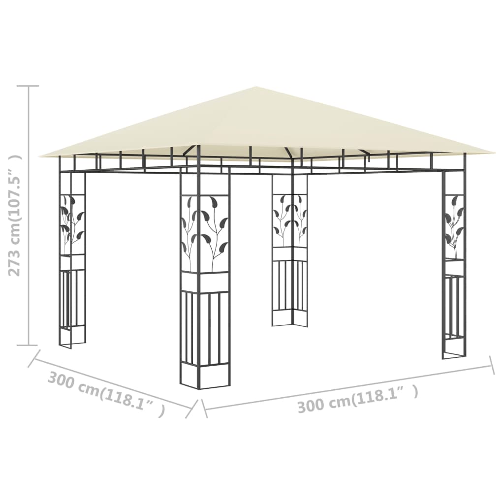 Tonnelle avec moustiquaire 3x3x2,73 m crème 180 g/m²