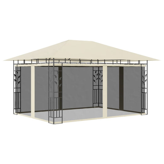 Tonnelle avec moustiquaire 4x3x2,73 m crème 180 g/m²