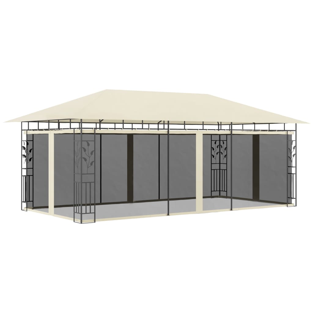 Pavillon mit Moskitonetz 6x3x2,73 m Creme