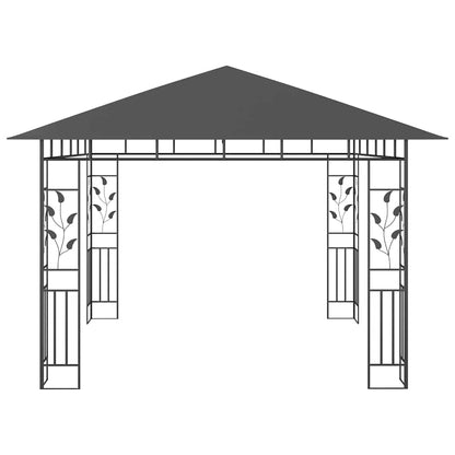 Pavillon mit Moskitonetz 3x3x2,73 m Anthrazit 180 g/m²