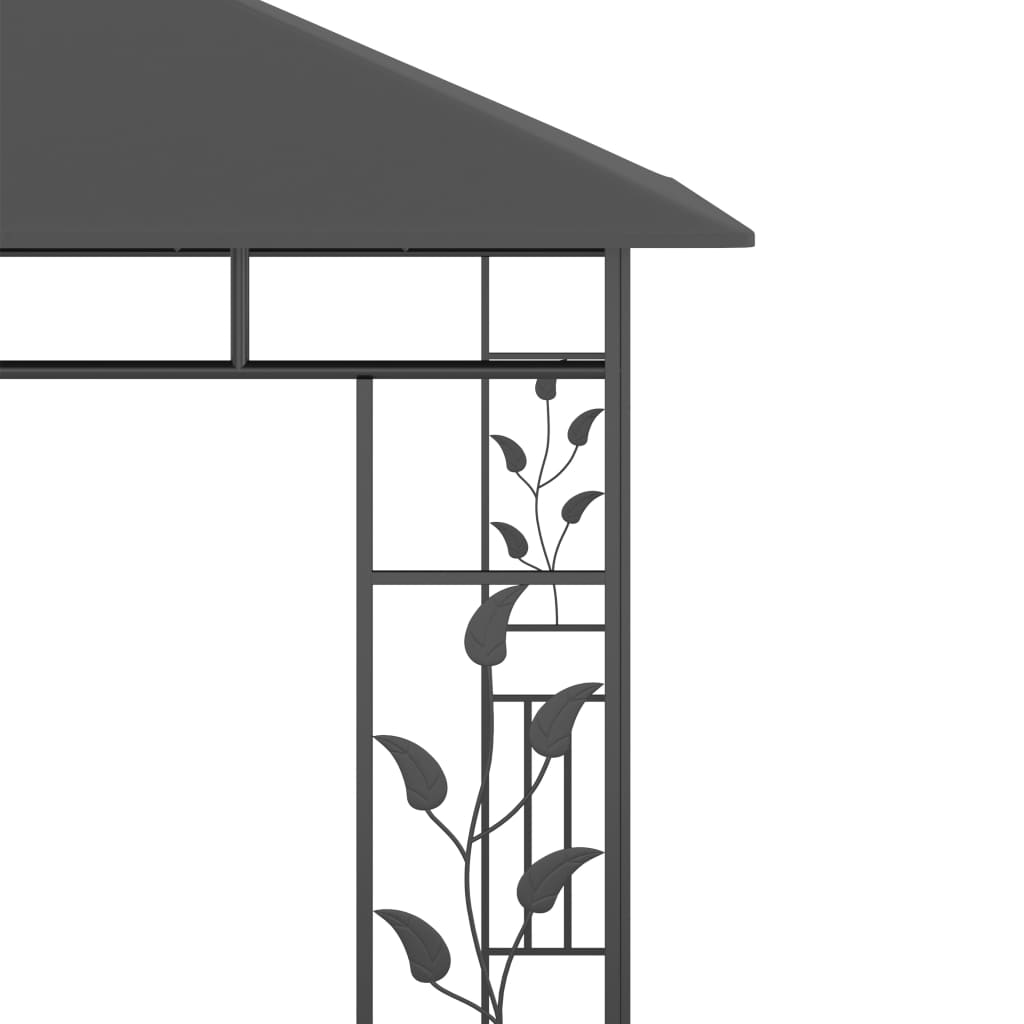 Pavillon mit Moskitonetz 3x3x2,73 m Anthrazit 180 g/m²