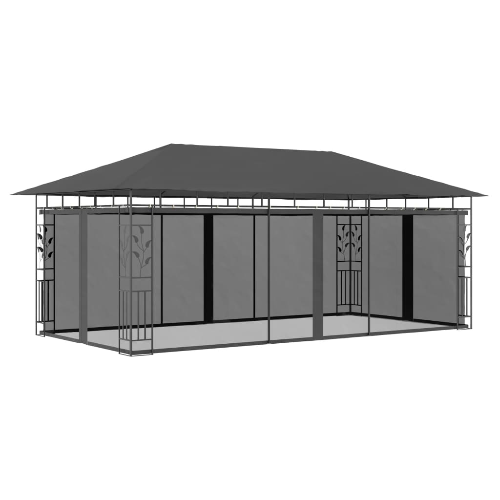 Pavillon mit Moskitonetz 6x3x2,73 m Anthrazit