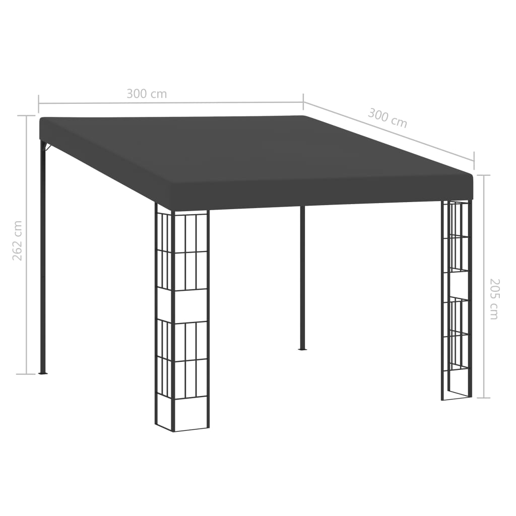 Wand-Pavillon 3x3 m Anthrazit Stoff