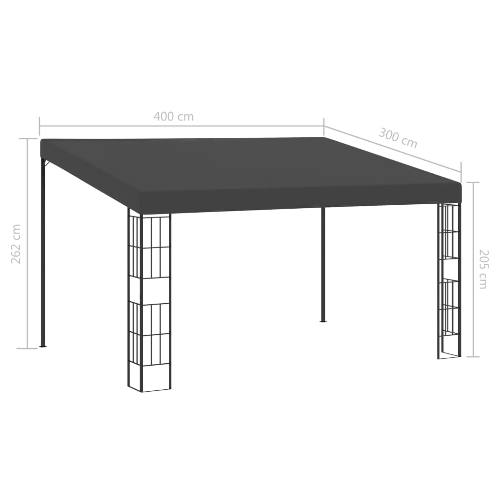 Tonnelle murale 3x4 m en tissu anthracite