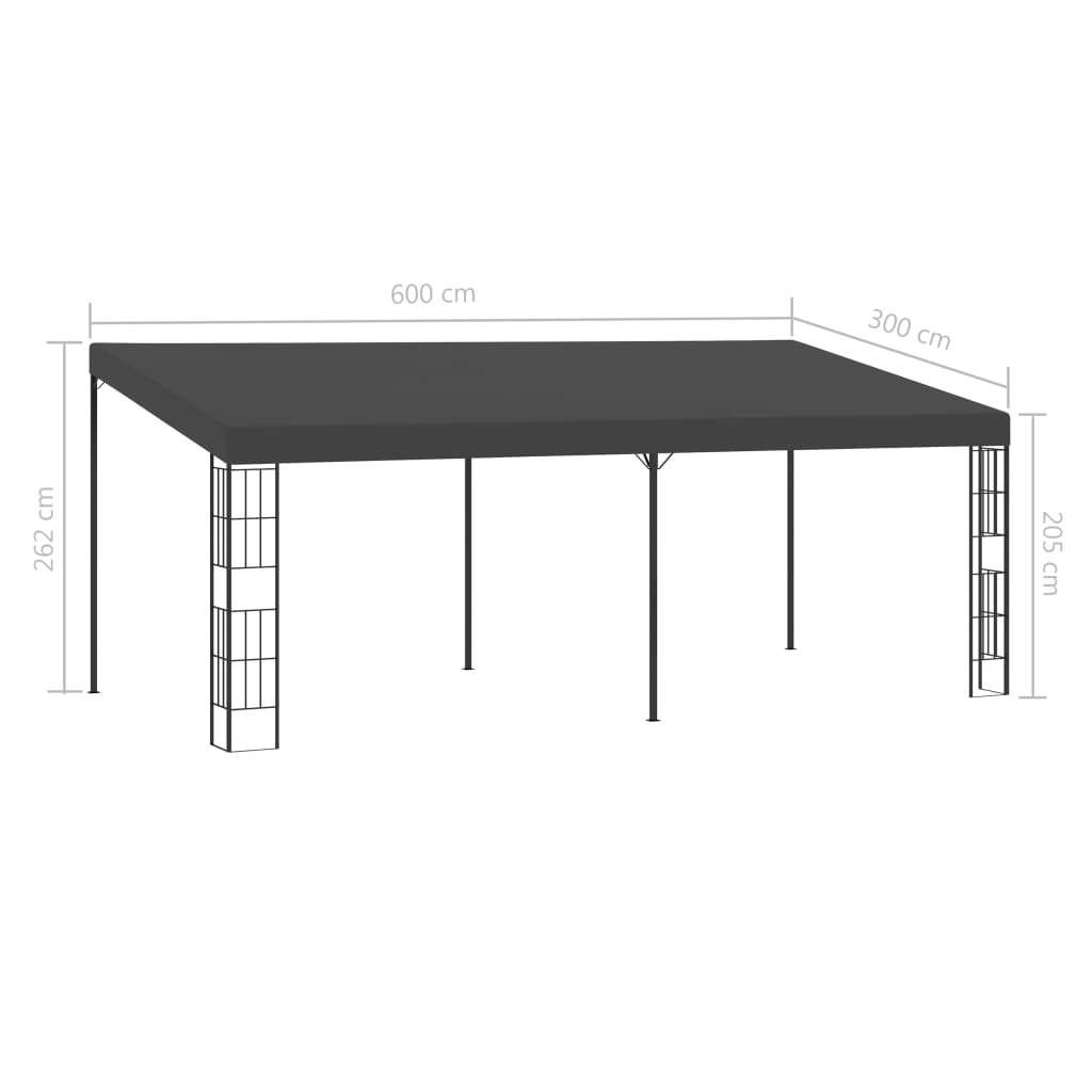 Tonnelle murale 3x6 m en tissu anthracite