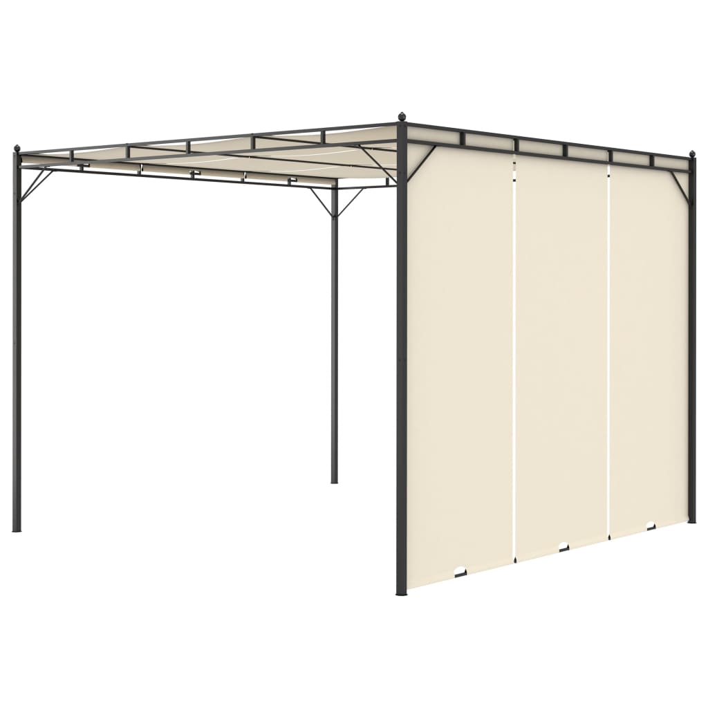 Pavillon de jardin avec rideau latéral 3x3x2,25 m crème