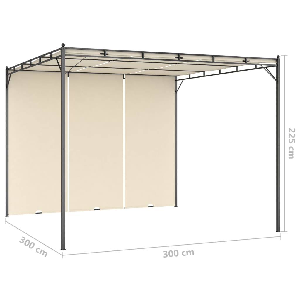 Pavillon de jardin avec rideau latéral 3x3x2,25 m crème