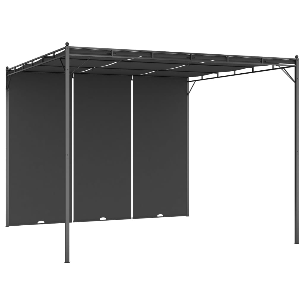 Pavillon de jardin avec rideau latéral 3x3x2,25 m anthracite