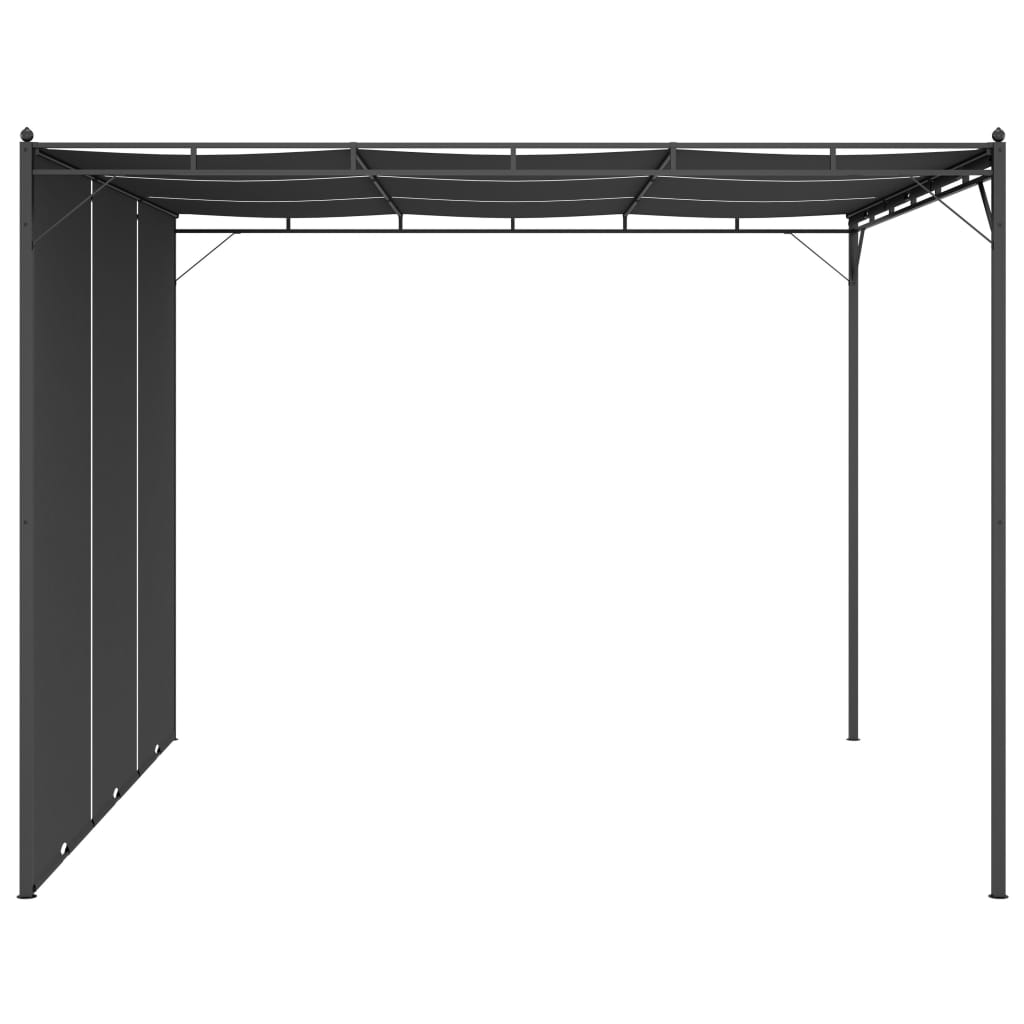 Pavillon de jardin avec rideau latéral 3x3x2,25 m anthracite