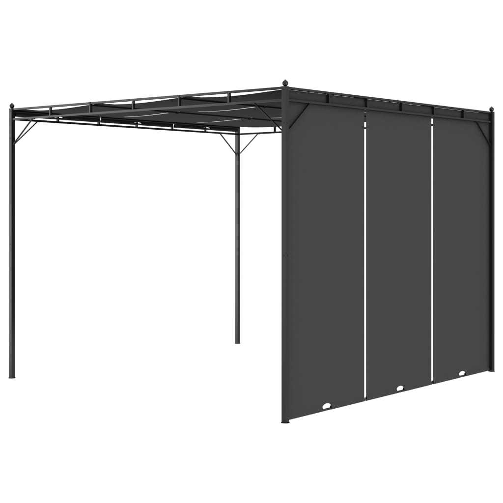 Pavillon de jardin avec rideau latéral 3x3x2,25 m anthracite