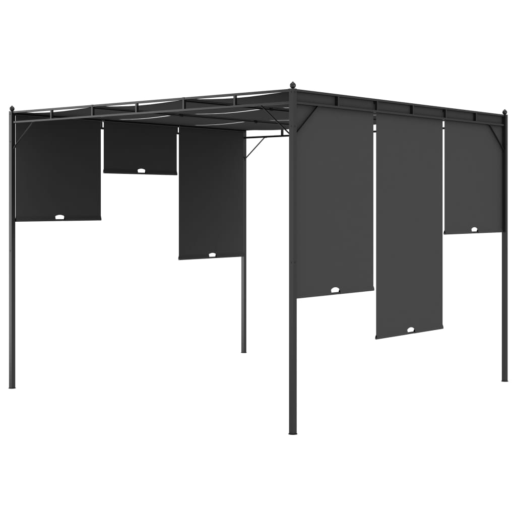 Pavillon de jardin avec rideau latéral 3x3x2,25 m anthracite