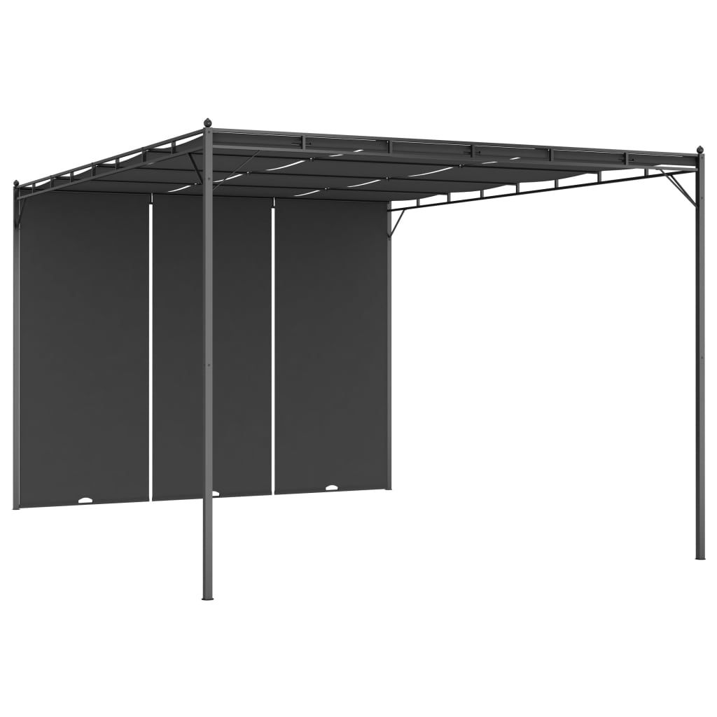 Pavillon de jardin avec rideau latéral 4x3x2,25 m anthracite