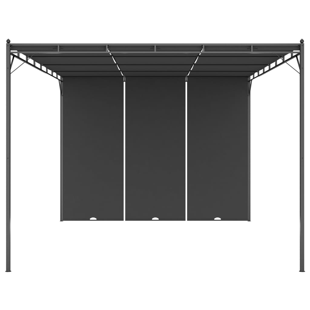 Pavillon de jardin avec rideau latéral 4x3x2,25 m anthracite