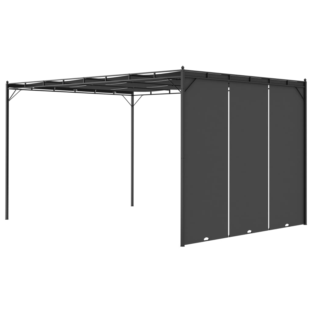 Pavillon de jardin avec rideau latéral 4x3x2,25 m anthracite