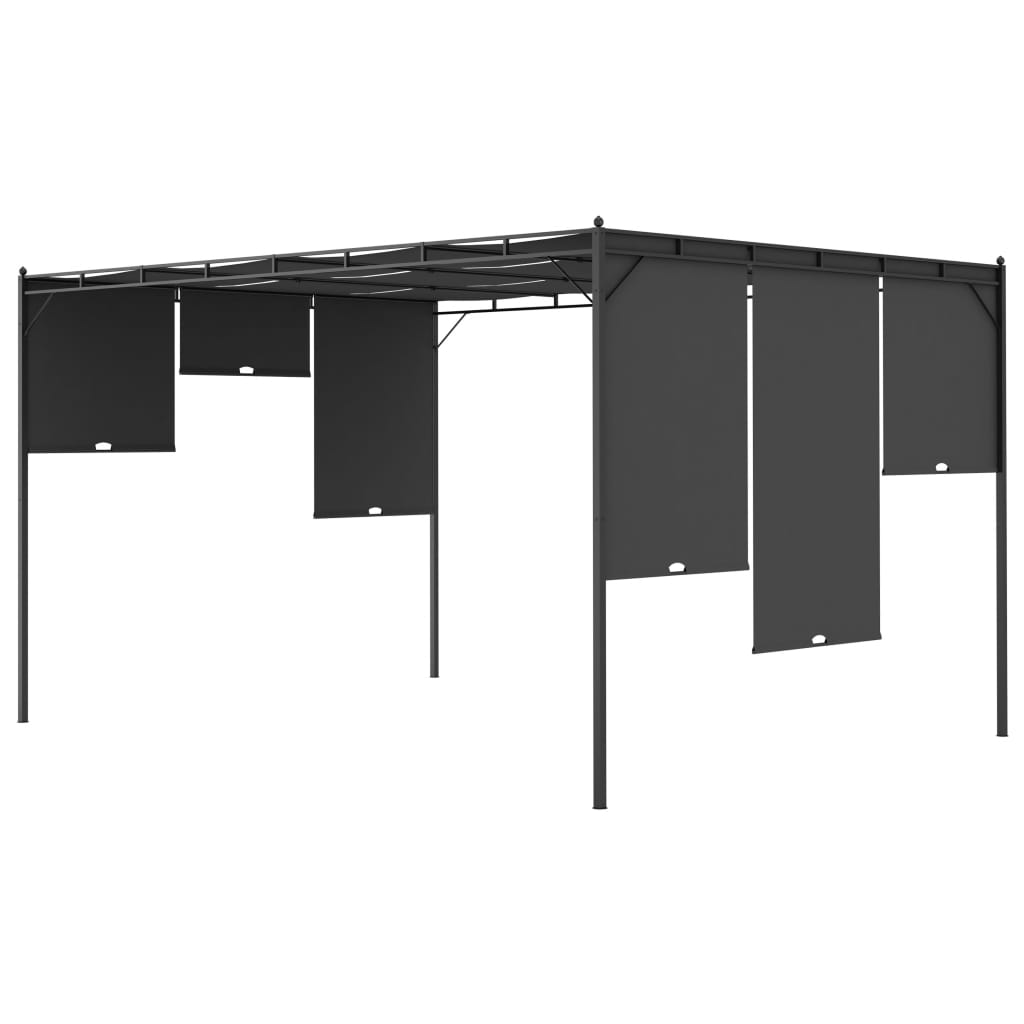 Pavillon de jardin avec rideau latéral 4x3x2,25 m anthracite