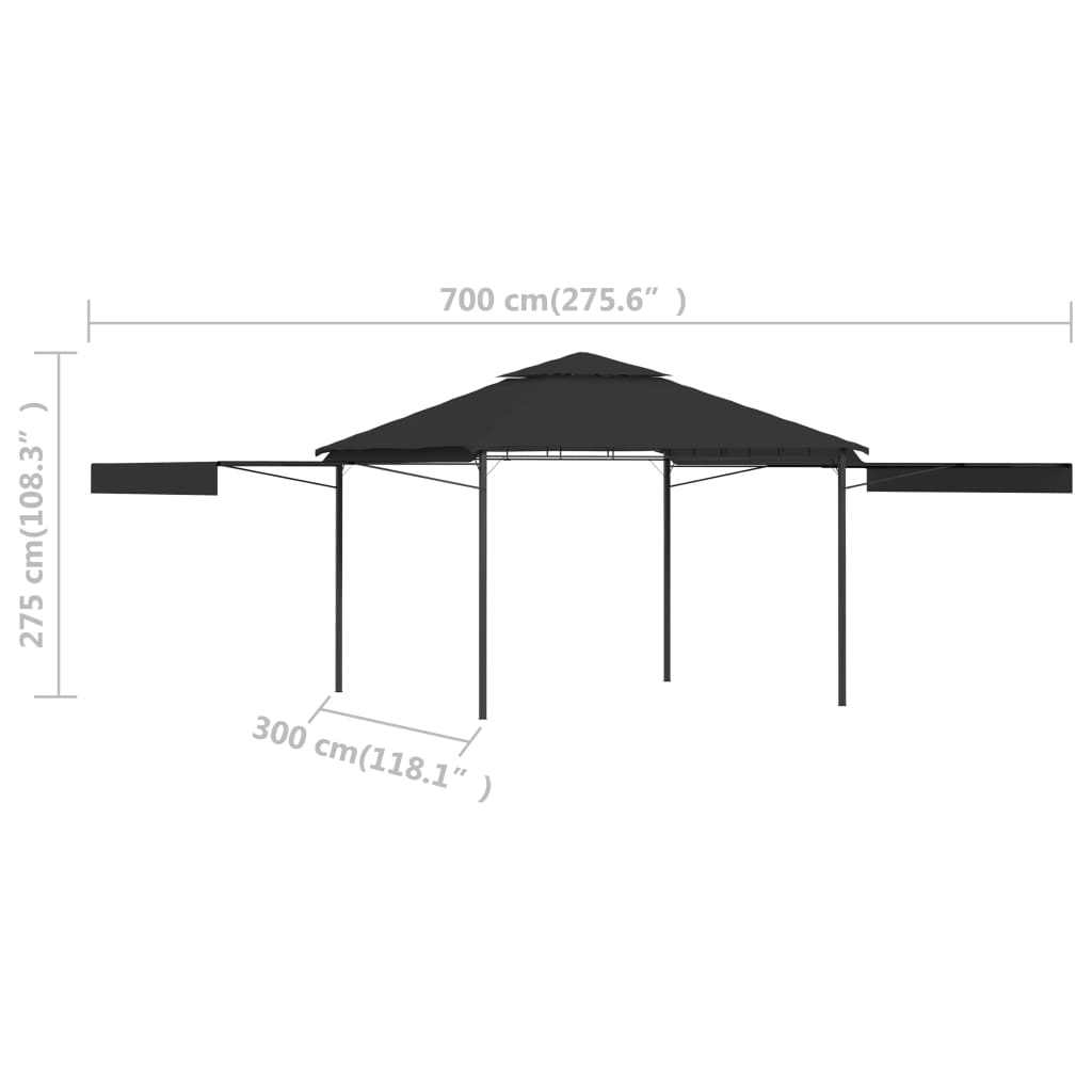 Pavillon mit Doppelt Erweiterten Dächern 3x3x2,75 cm 180 g/m²