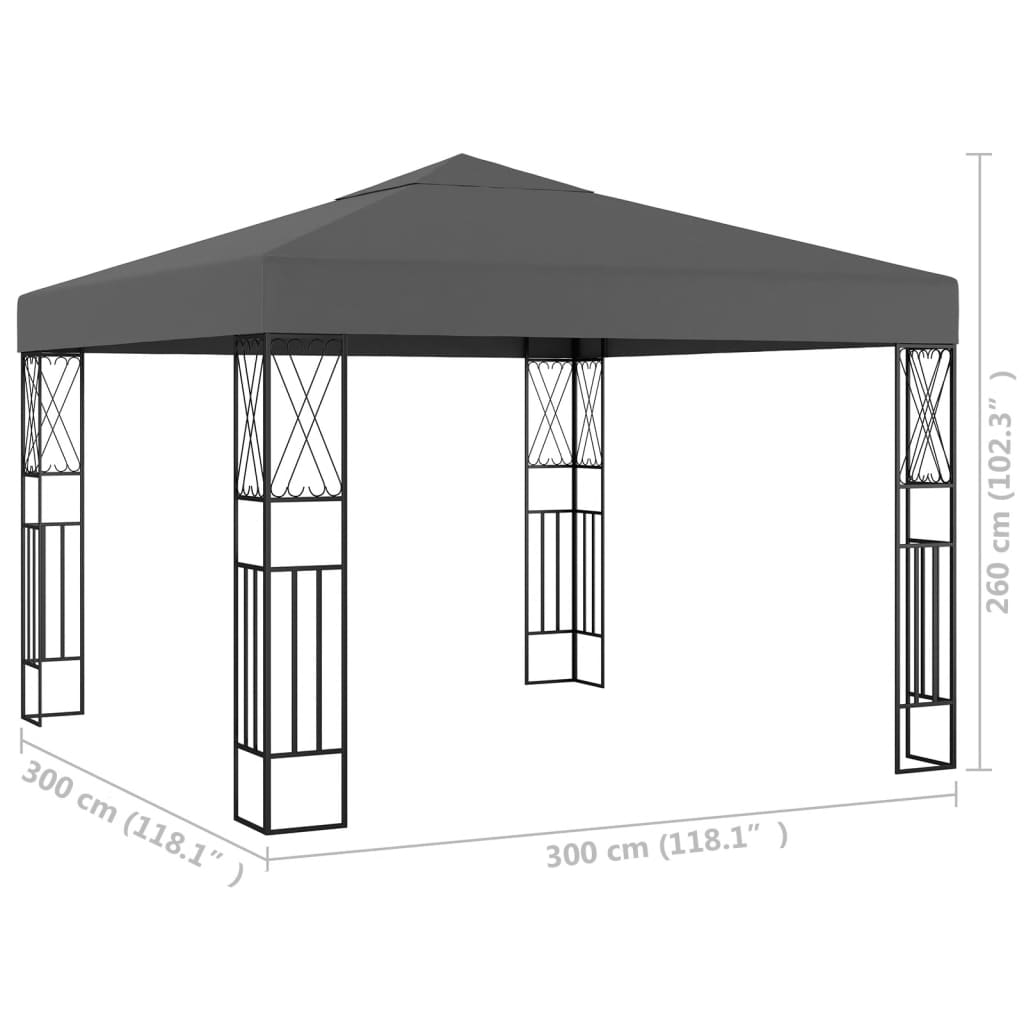 Gazebo 3×3 m tissu anthracite