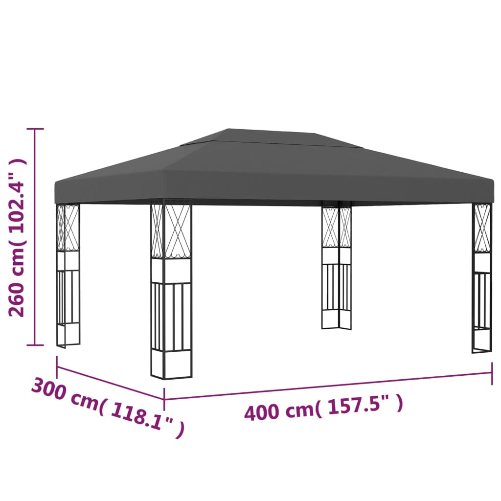 Gazebo 3×4 m tissu anthracite