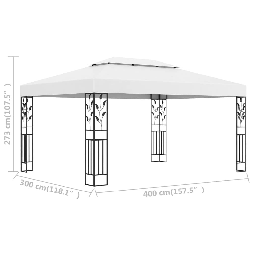 Pavillon à double toit 3x4 m blanc