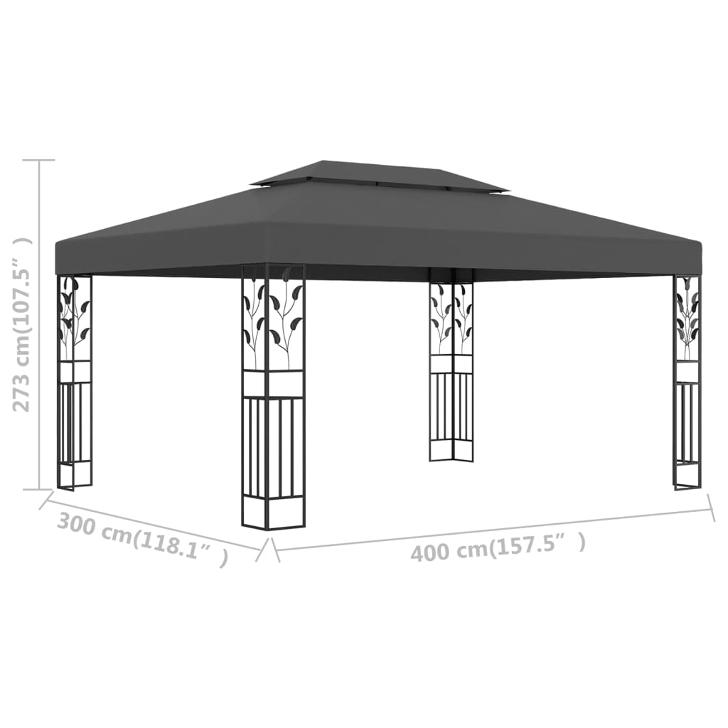 Pavillon à double toit 3x4 m anthracite