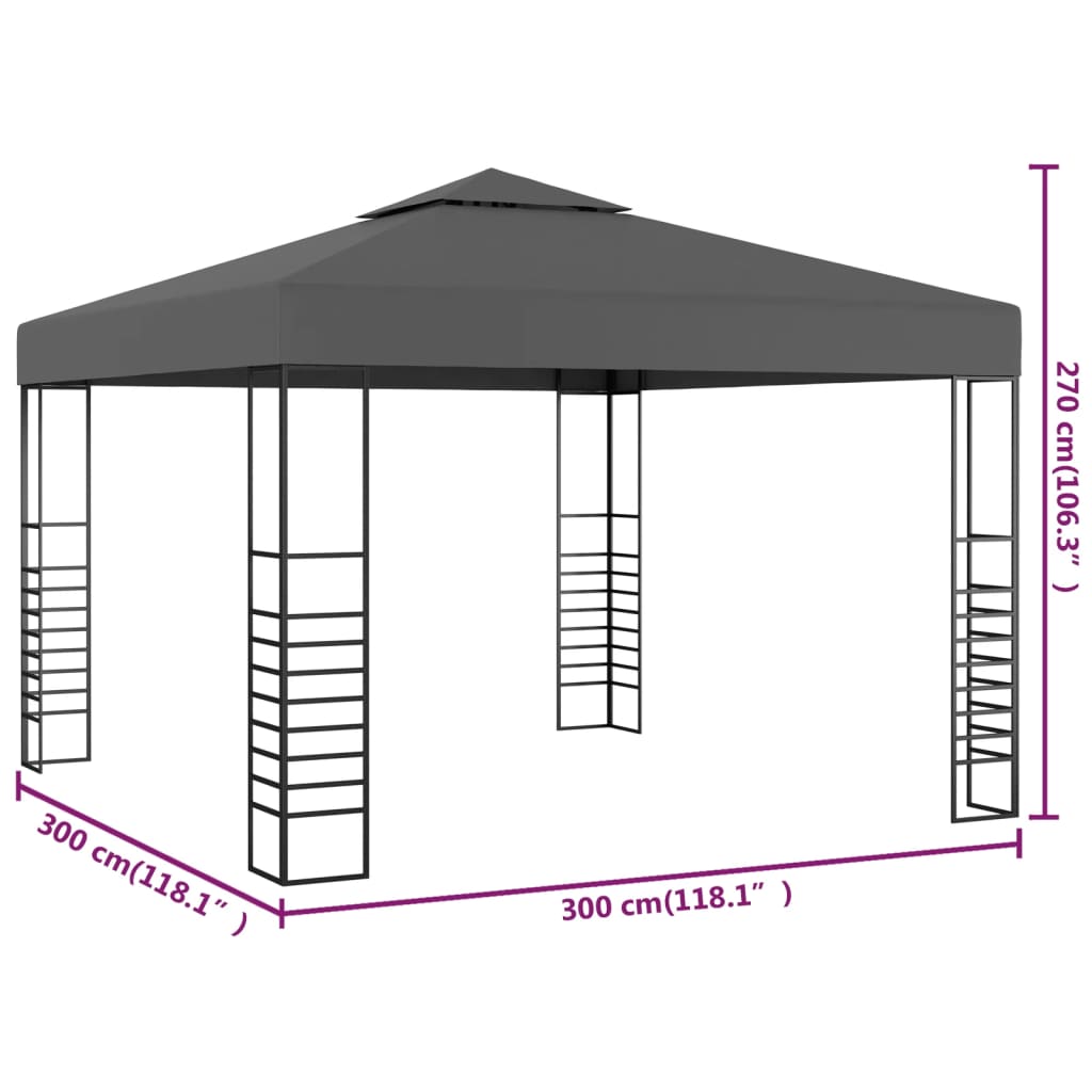 Pavillon de jardin 3×3 m anthracite